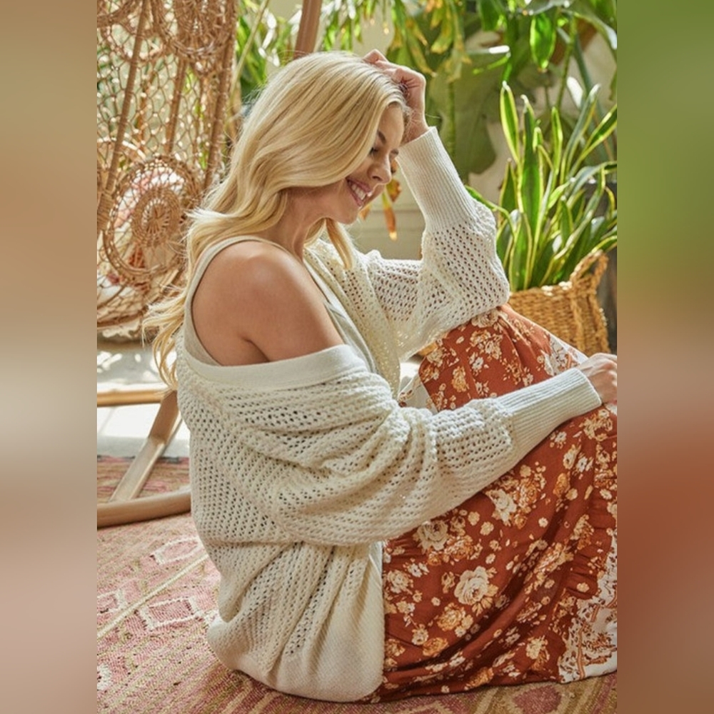 Lightweight Cream Button Down Cardigan